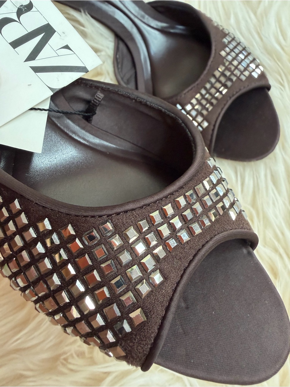 Zara slip-on heel sandals new 6 size - Picture 4 of 5